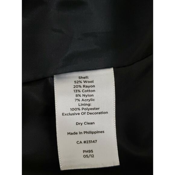 TALBOTS ~Woman Size 2Petite~ Black/Multi Color Wool Blend Dress Sleeveless Lined - Picture 9 of 12